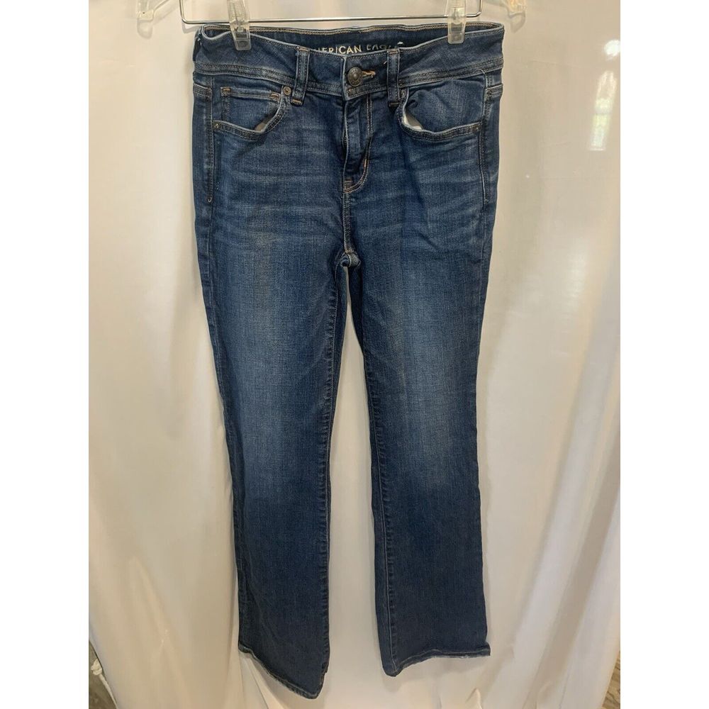Women's Size 4 Reg American Eagle MedWash Denim Blue Jeans‎ Flare 28x32 Stretch